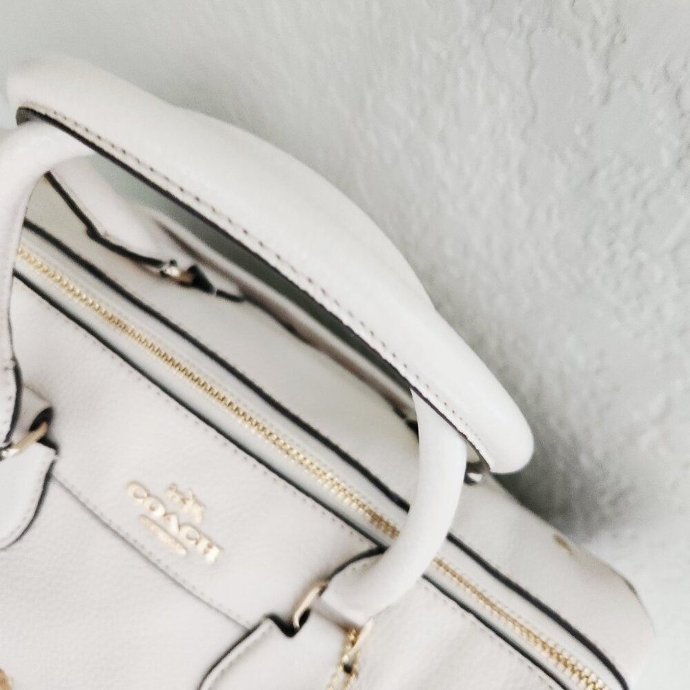 Coach Rowan Cream Leather Shoulder Bag Purse - Picture 4 of 17